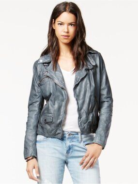 Lucky Brand "Major Moto" lamb jacket Castle Rock Grey XS